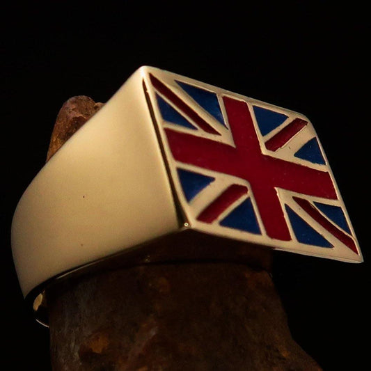 Perfectly crafted Men's Union Jack Flag Ring UK Great Britain - Solid Brass-0