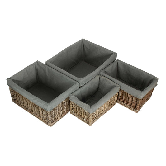Antique Wash Grey Cotton Grey Lined Wicker Storage Baskets-1
